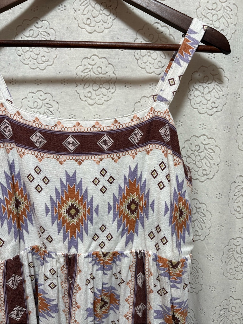 Sonoma Aztec Print Cotton Maxi Dress Boho Sleeveless Size Large